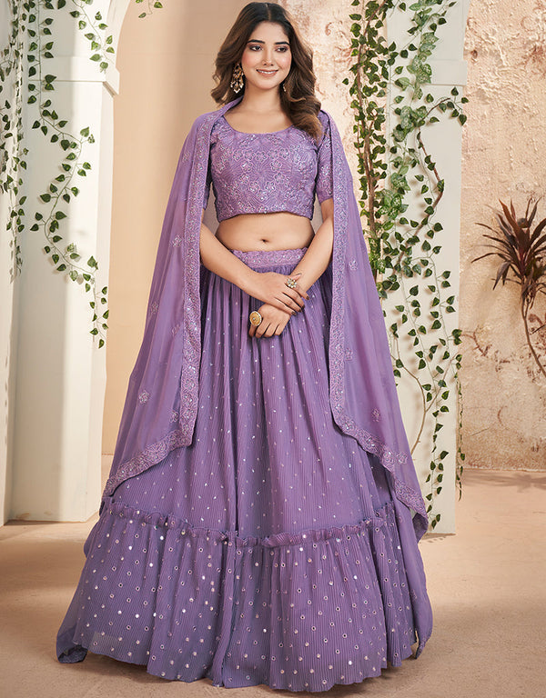 sleek purple faux georgette traditional wear heavy lehenga choli collection with purple faux georgette of-13717-acy4432 Front View